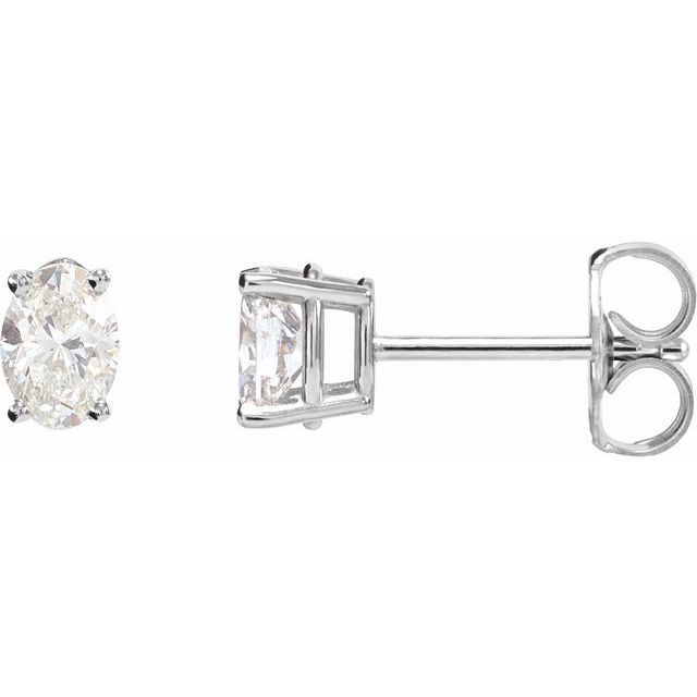 Oval 4-Prong Lightweight Stud Earrings