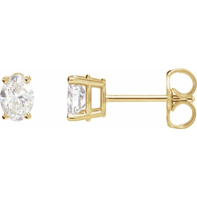Oval 4-Prong Lightweight Stud Earrings