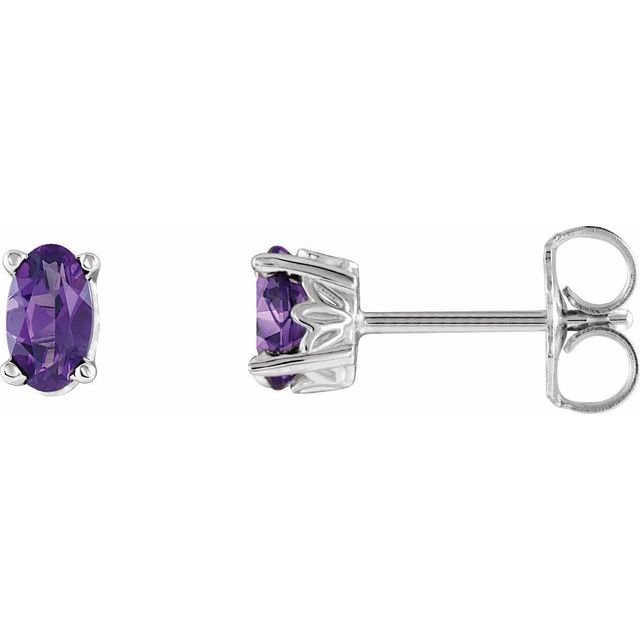 Oval 4-Prong Scroll SettingÂ® Stud Earrings