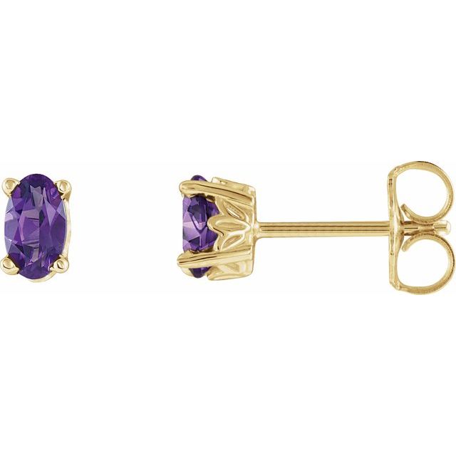 Oval 4-Prong Scroll SettingÂ® Stud Earrings