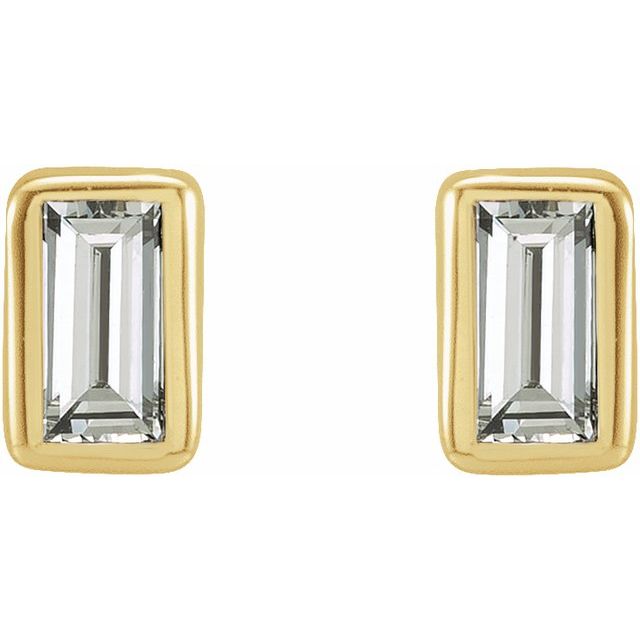 Straight Baguette Bezel-Set Stud Earrings