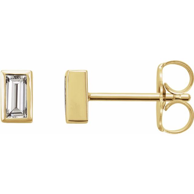 Straight Baguette Bezel-Set Stud Earrings