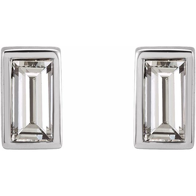 Straight Baguette Bezel-Set Stud Earrings