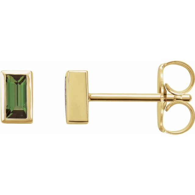 Straight Baguette Bezel-Set Stud Earrings