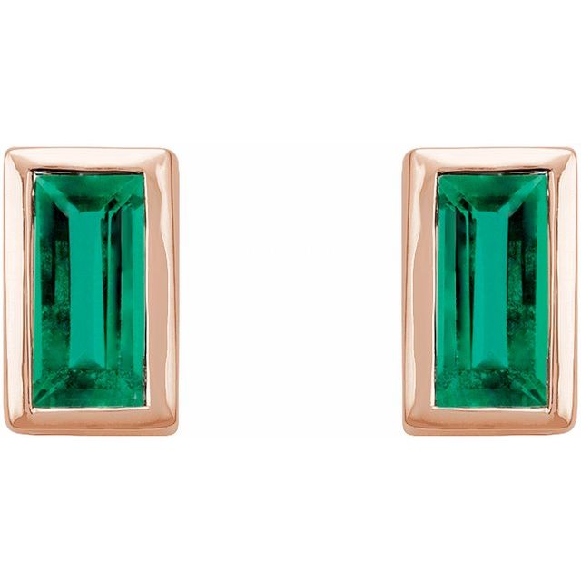 Straight Baguette Bezel-Set Stud Earrings