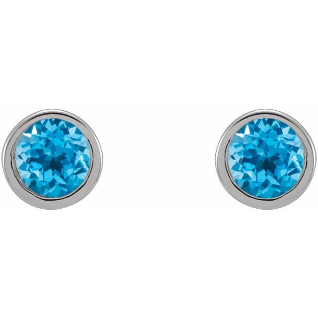 Round Micro Bezel-Set Stud Earrings