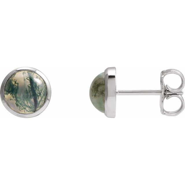 Round Bezel-Set Cabochon Earrings