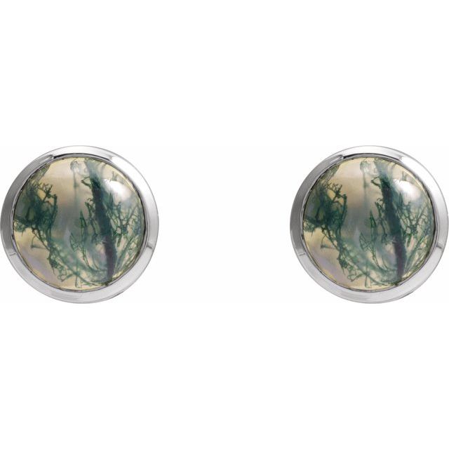 Round Bezel-Set Cabochon Earrings