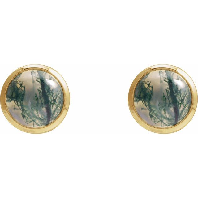 Round Bezel-Set Cabochon Earrings