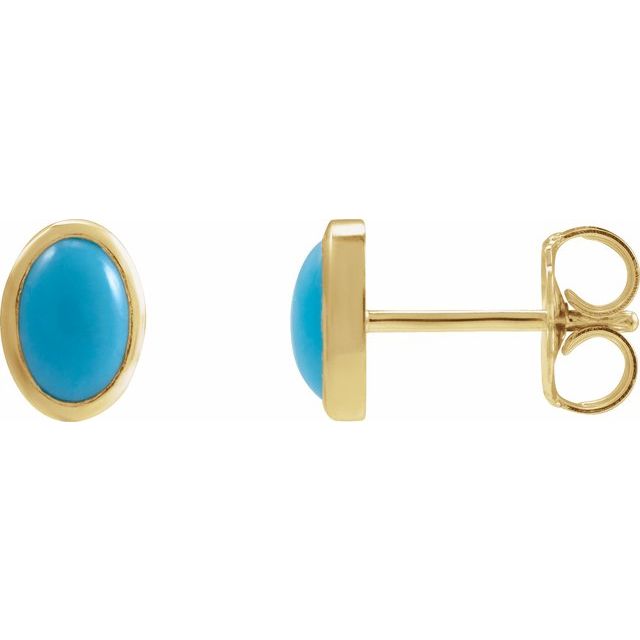 Oval Bezel-Set Cabochon Earrings