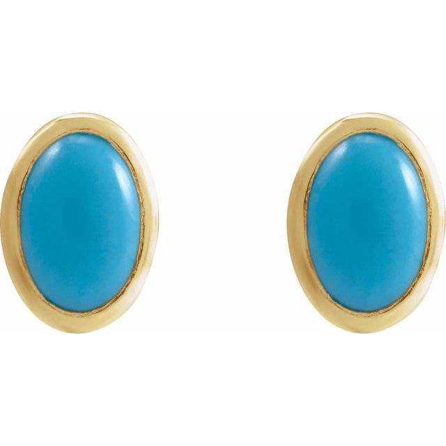 Oval Bezel-Set Cabochon Earrings