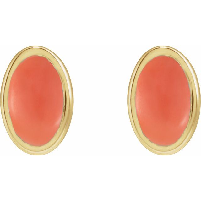 Oval Bezel-Set Cabochon Earrings