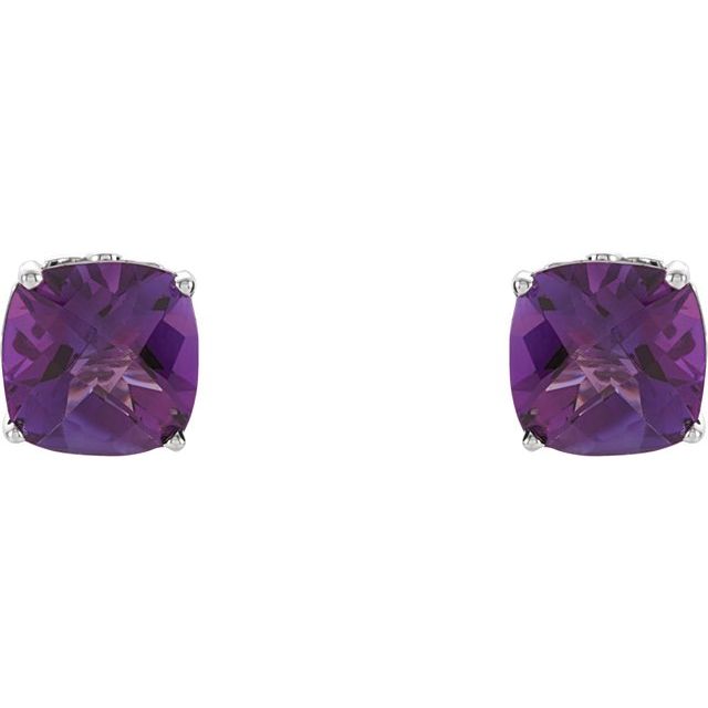 Cushion 4-Prong Scroll SettingÂ® Stud Earrings