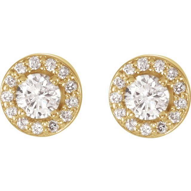 Round 4-Prong Halo-Style Earrings
