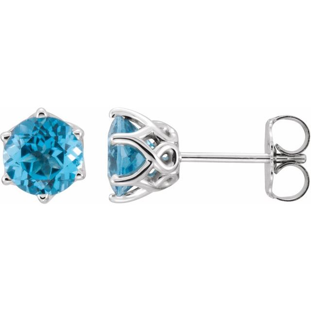 Round 6-Prong Crown Stud Earrings