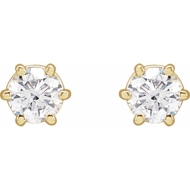 Round 6-Prong Stud Earrings