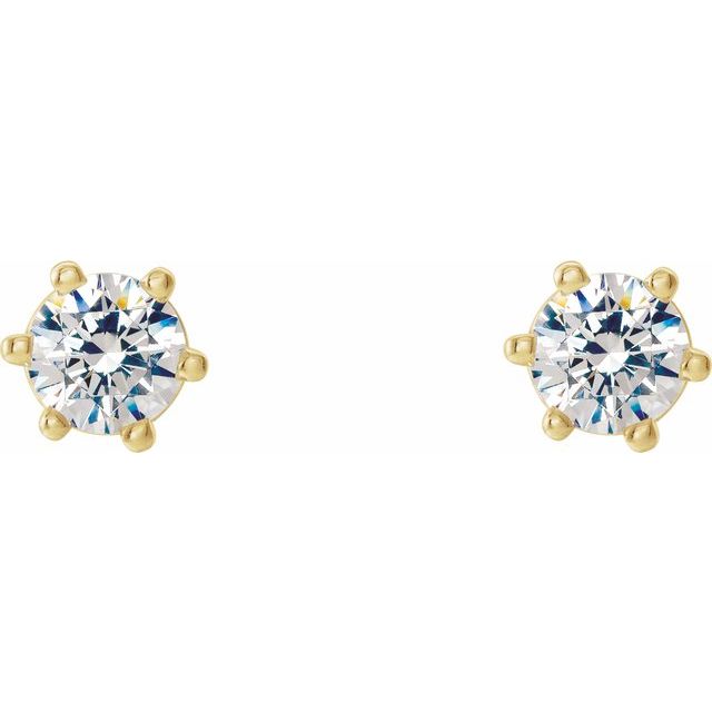 Round 6-Prong Stud Earrings