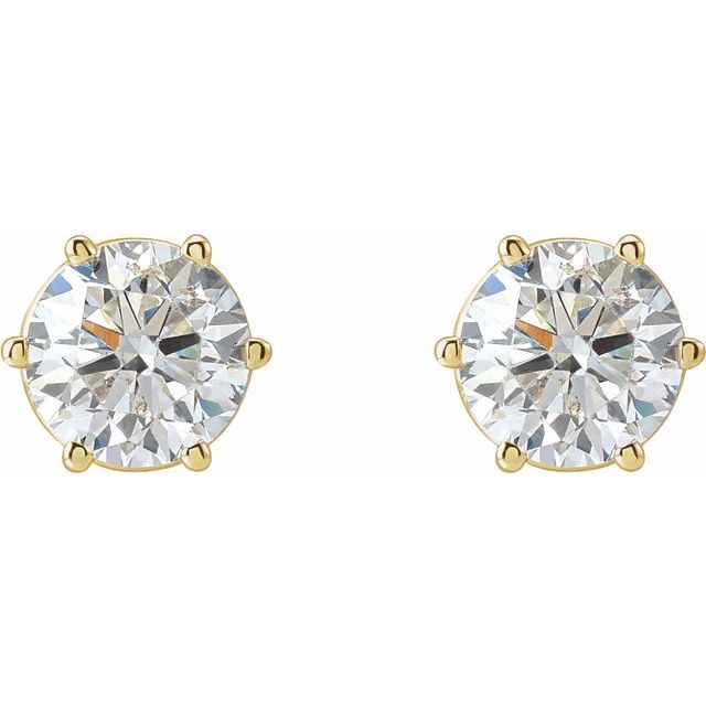 Round 6-Prong Stud Earrings