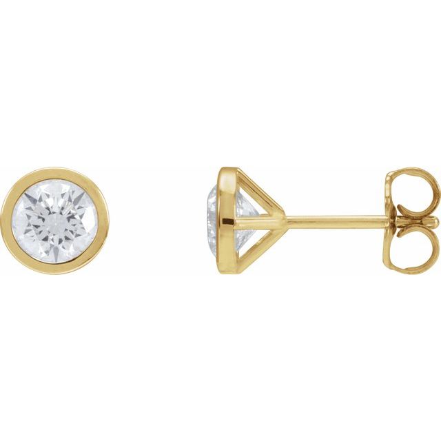 Round Bezel-Set Stud Earrings