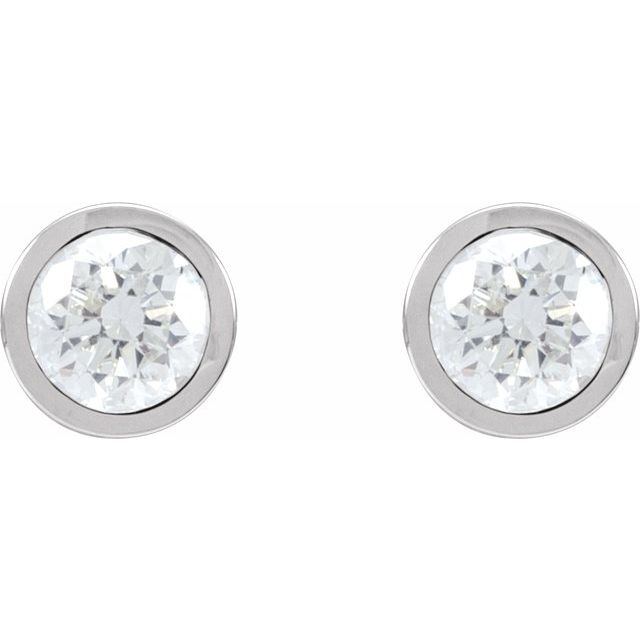 Round Bezel-Set Stud Earrings