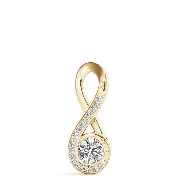 14K Yellow Gold Diamond Solitaire Pendant Necklace
