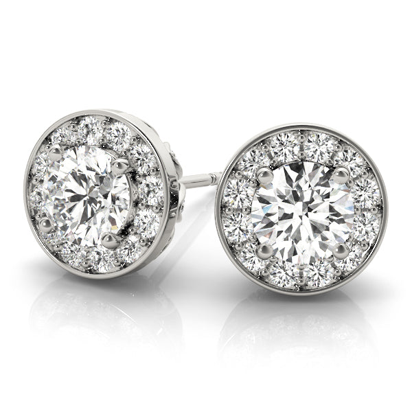 Round Diamond Halo Earring Set