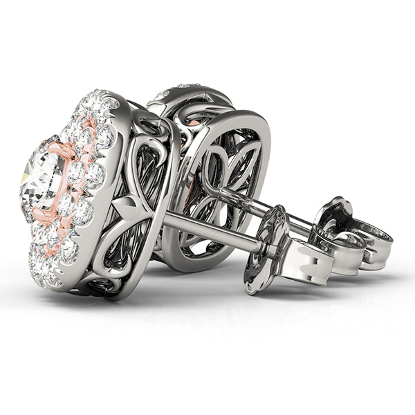 Multi-Diamond Round Halo Earrings