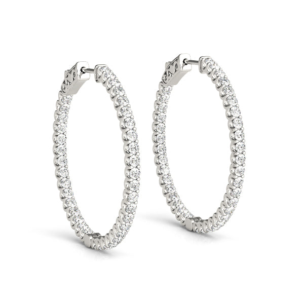 Round Diamond Inside Out Hoop Earrings
