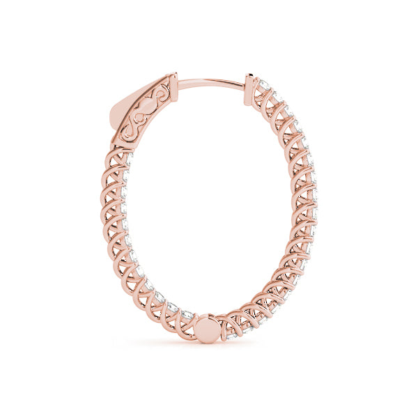 Rose Gold Diamond Inside Out Hoop Earrings