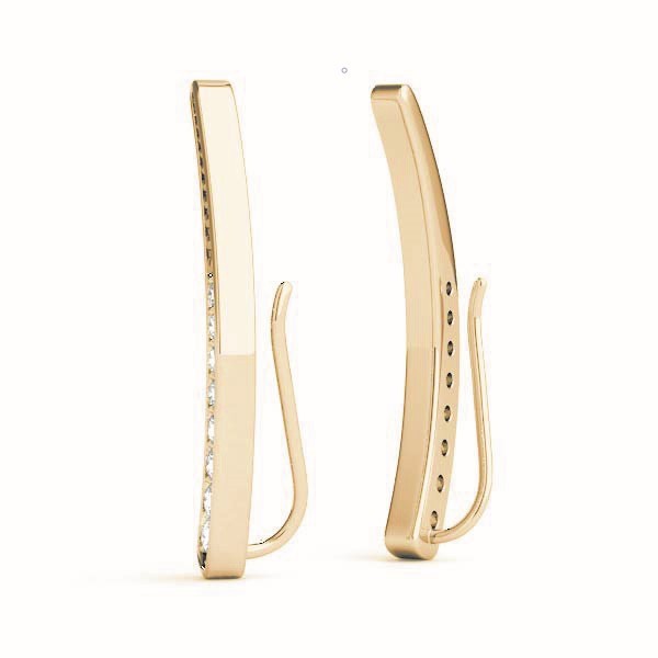 14K Yellow Gold Round Diamond Fashion Earrings