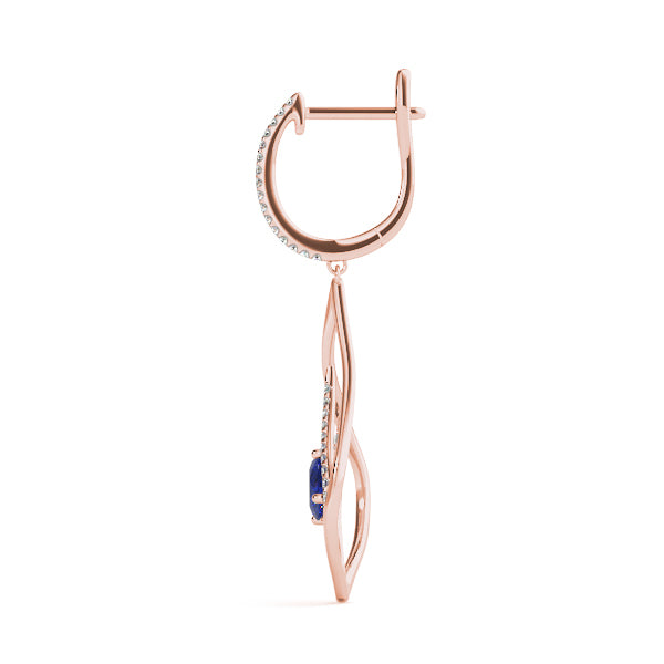 14K Rose Gold Oval Diamond Fashion Earrings