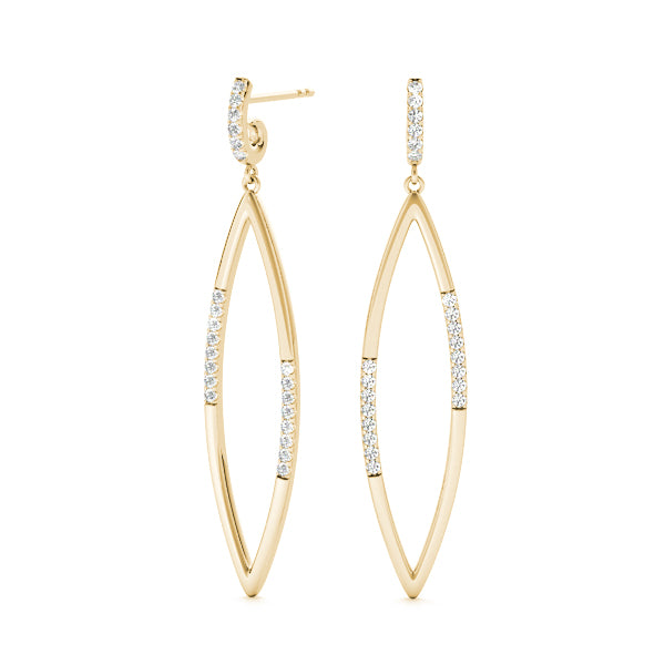 14K Yellow Gold Round Diamond Fashion Earrings