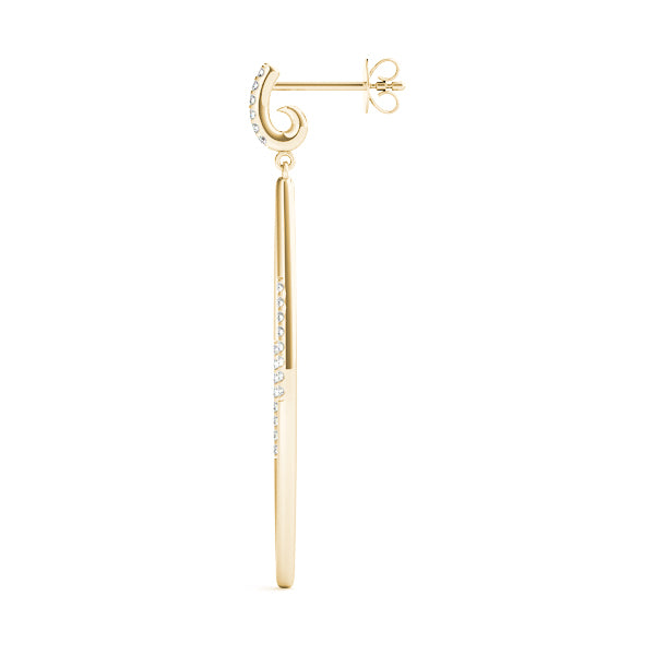 14K Yellow Gold Round Diamond Fashion Earrings