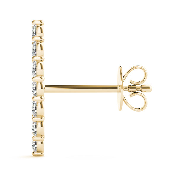 14K Yellow Gold Round Diamond Fashion Earrings