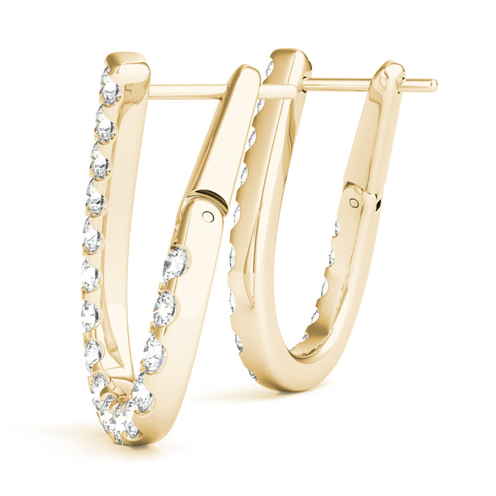 14K Yellow Gold Round Diamond Fashion Earrings