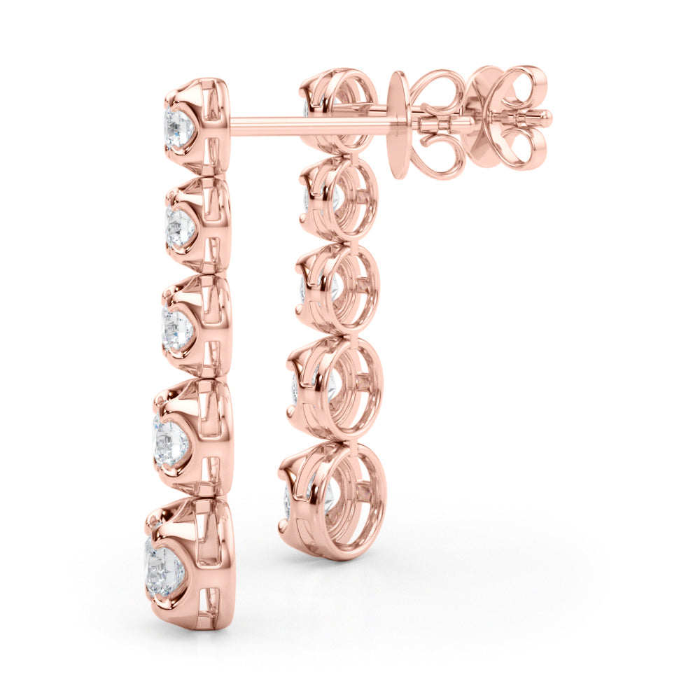 14K Rose Gold Diamond Drop Earrings