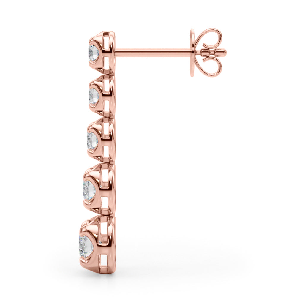 14K Rose Gold Diamond Drop Earrings