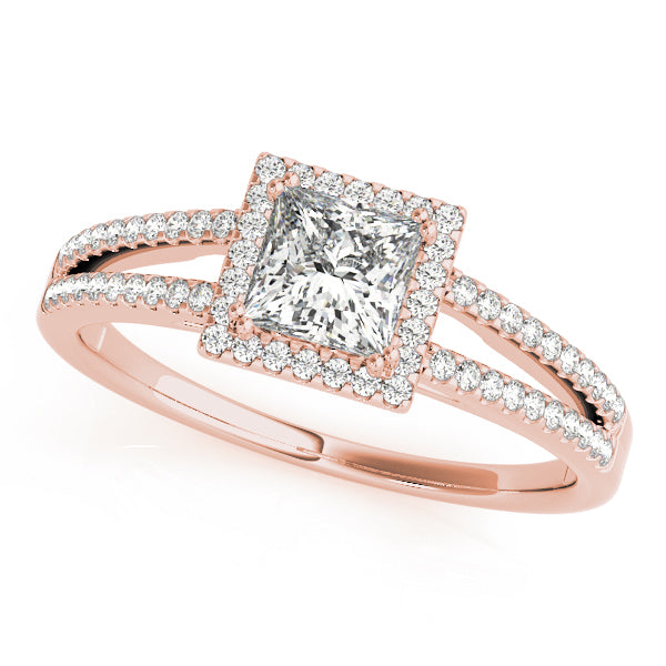 14K Rose Gold 1 CT Diamond Halo Engagement Ring