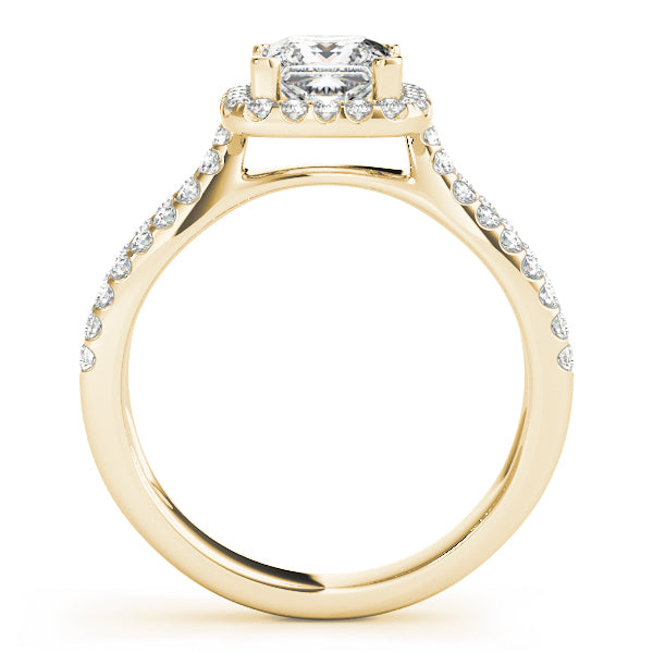 14K Yellow Gold Diamond Halo Engagement Ring