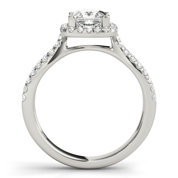 0.75 CT Square Diamond Halo Engagement Ring