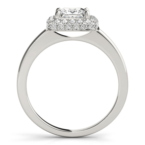 0.75 CT Square Diamond Halo Engagement Ring