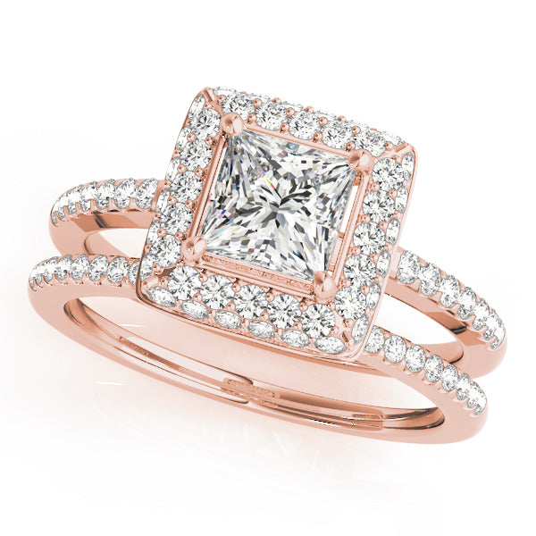 14K Rose Gold 1.20ctw Diamond Halo Engagement Ring