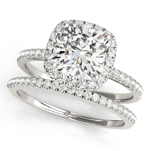 0.5 CT Cushion Diamond Halo Engagement Ring