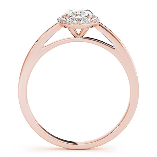 18K Rose Gold Oval Diamond Halo Engagement Ring