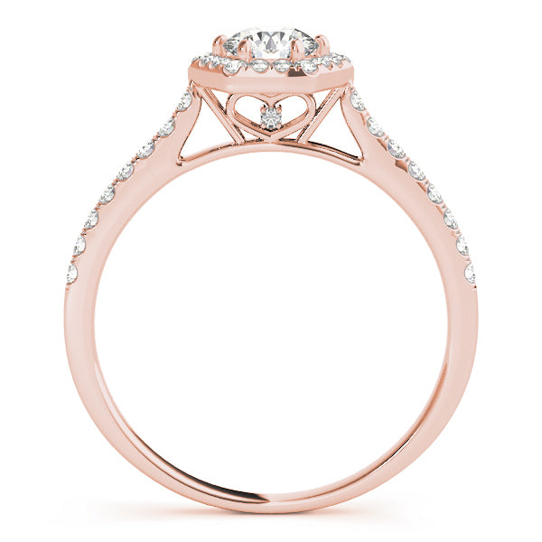 14K Rose Gold Round Diamond Halo Engagement Ring