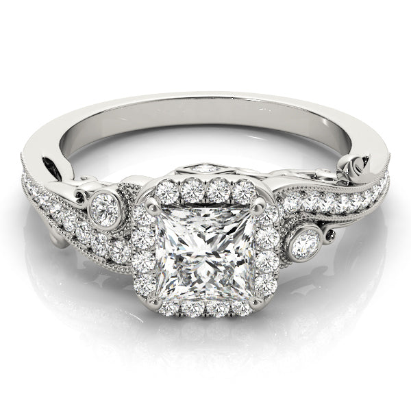Diamond Halo Square Center Engagement Ring