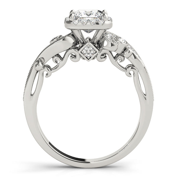 Diamond Halo Square Center Engagement Ring