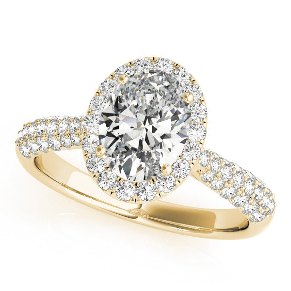 14K Yellow Gold Oval Diamond Engagement Ring with Halo