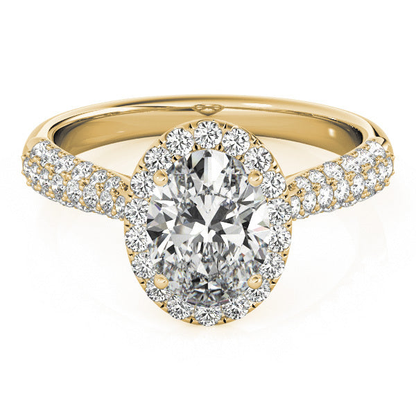 14K Yellow Gold Oval Diamond Engagement Ring with Halo