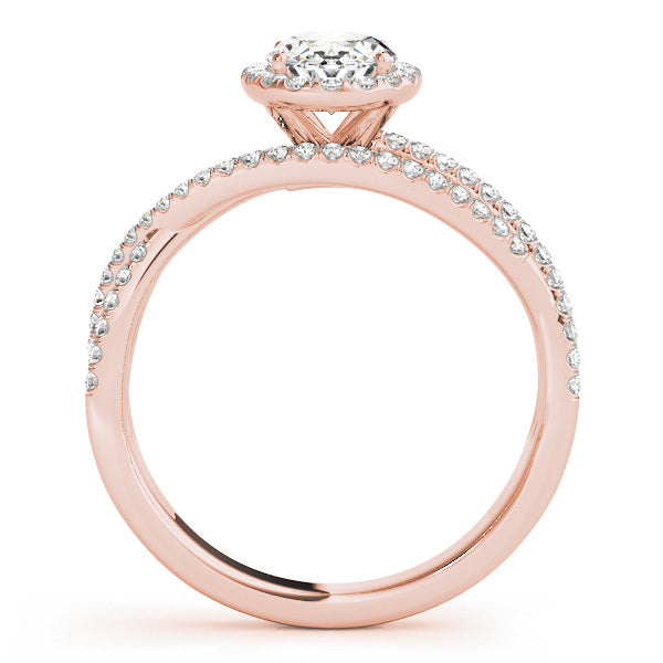 18K Rose Gold Round Diamond Halo Ring